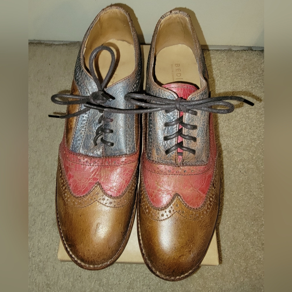 Sundance Brown, Red & Blue Leather Wingtip Oxfords